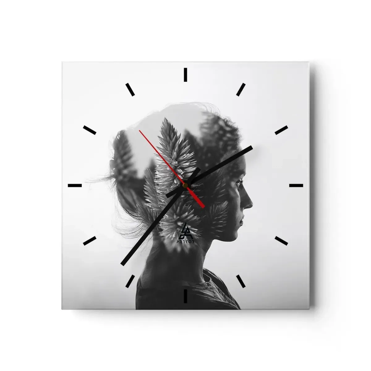 Wall clock - Clock on glass - Lady from a Pinewood Forest - 40x40 cm