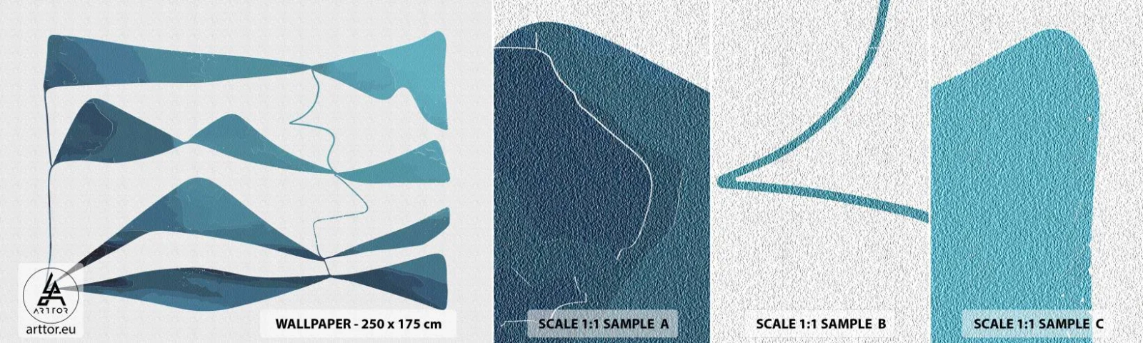 Photo Wallpaper Sample Standard Eco - Abstract: Turquoise Relation - Minimalism, Elements, Abstraction - 100x30 cm