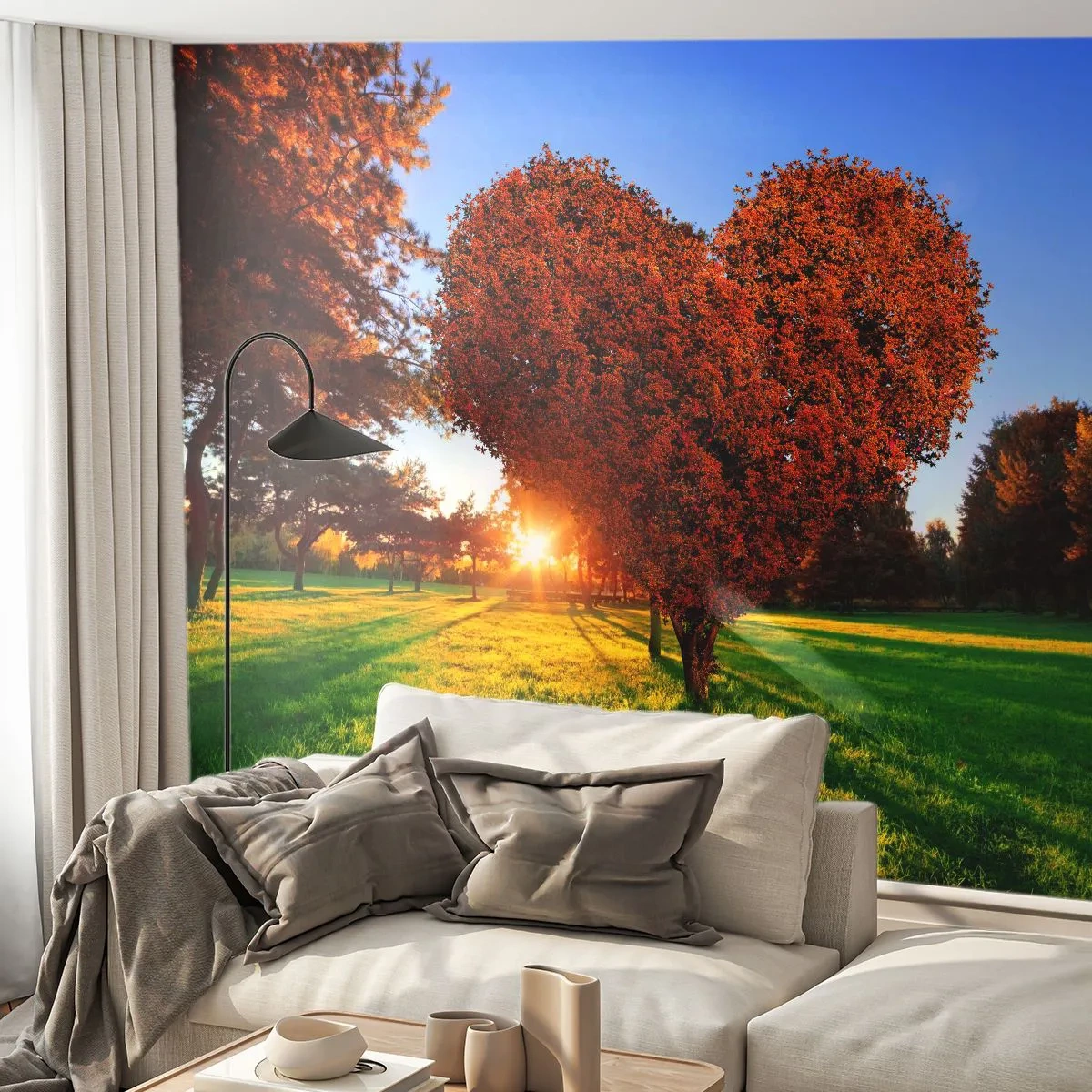 Photo Wallpaper Premium Canvas - Impossible Not to Love Autumn - Landscape, Tree, Rays of the sun - 250x175 cm