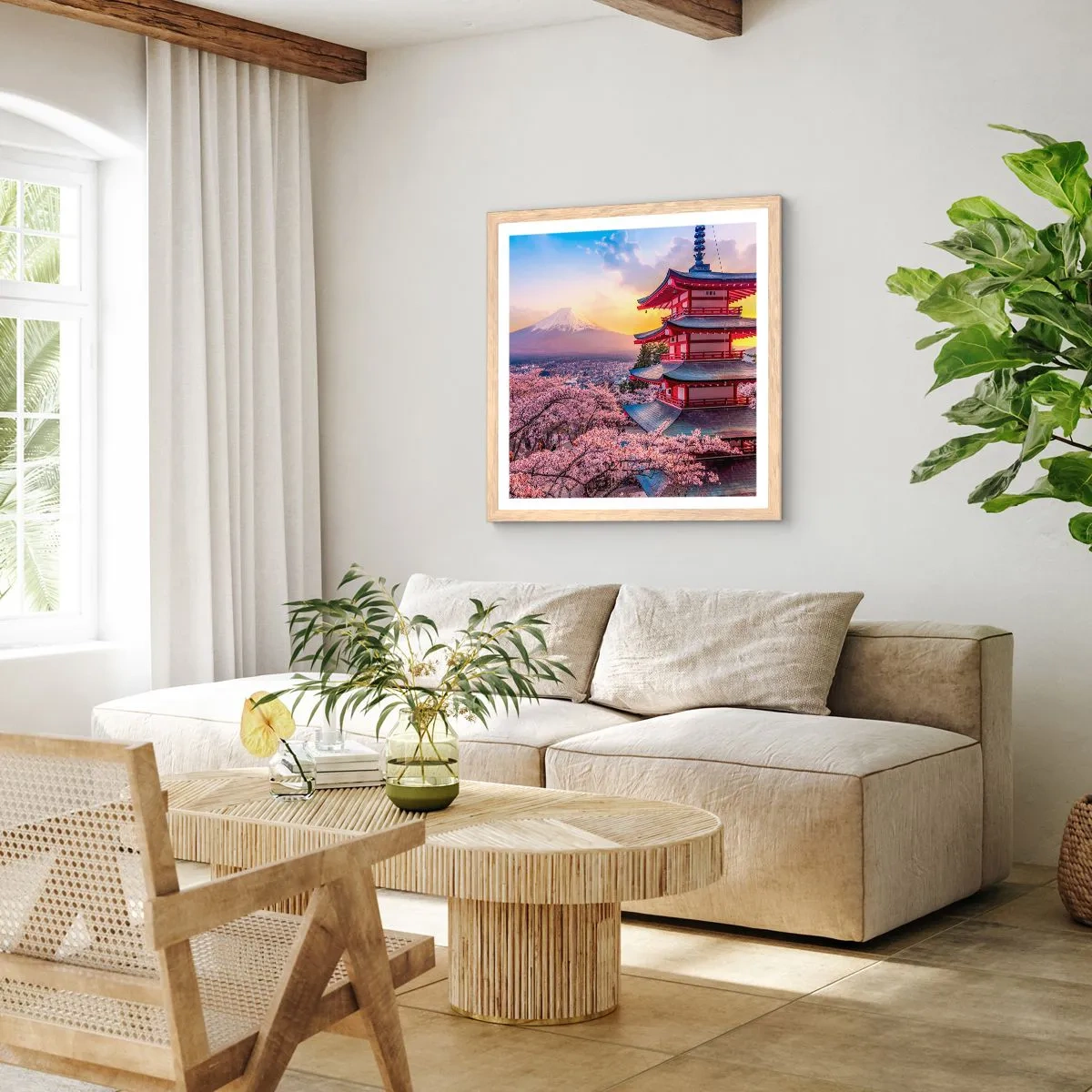 Poster in light oak frame - The Essence of Japanese Spirit - 40x40 cm