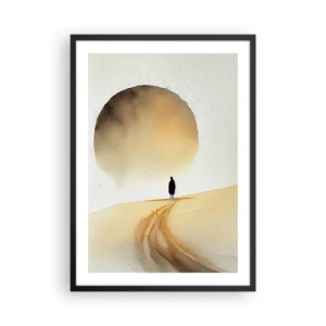 Poster in black frame - Silhouette of a traveler on a desert road - 50x70cm - Always Longing - Modern wall decoration for the living room and bedroom ARTTOR