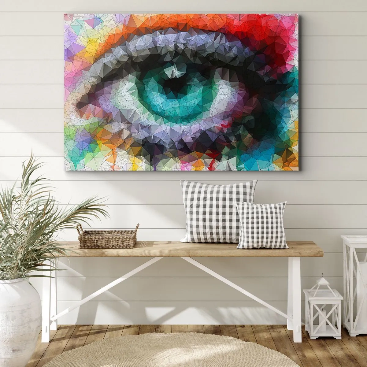 Canvas picture - Geometric look with green eye - 70x50cm - Crystal Clear Eyes - Modern wall decoration for the living room and bedroom ARTTOR