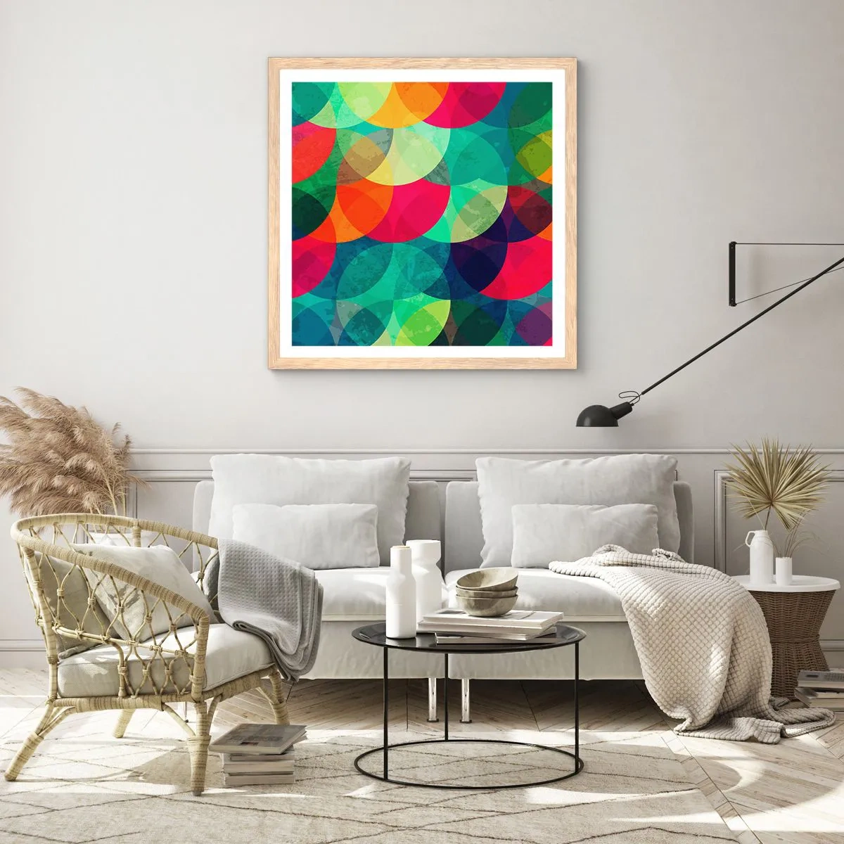 Poster in light oak frame - Into the Rainbow - 40x40 cm