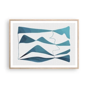 Poster in light oak frame - Abstract: Turquoise Relation - 100x70 cm