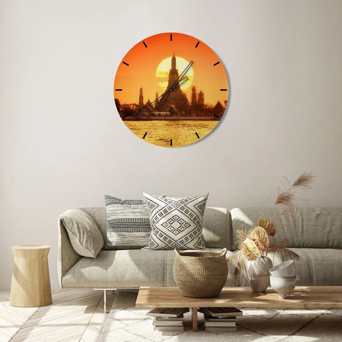 Wall clock - Clock on glass - Towards the Sun - 30x30 cm