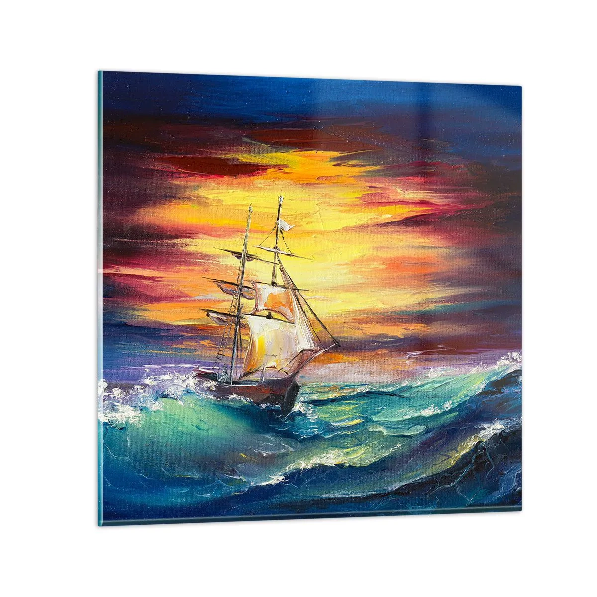 Glass picture - Fearlessly towards the Waves - 50x50 cm