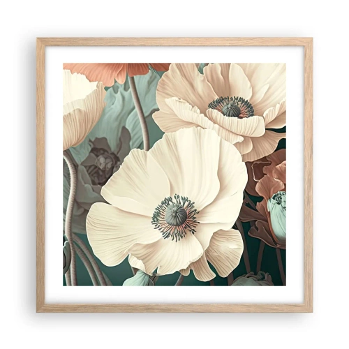 Poster in light oak frame - Whisper of the Poppies - 50x50 cm