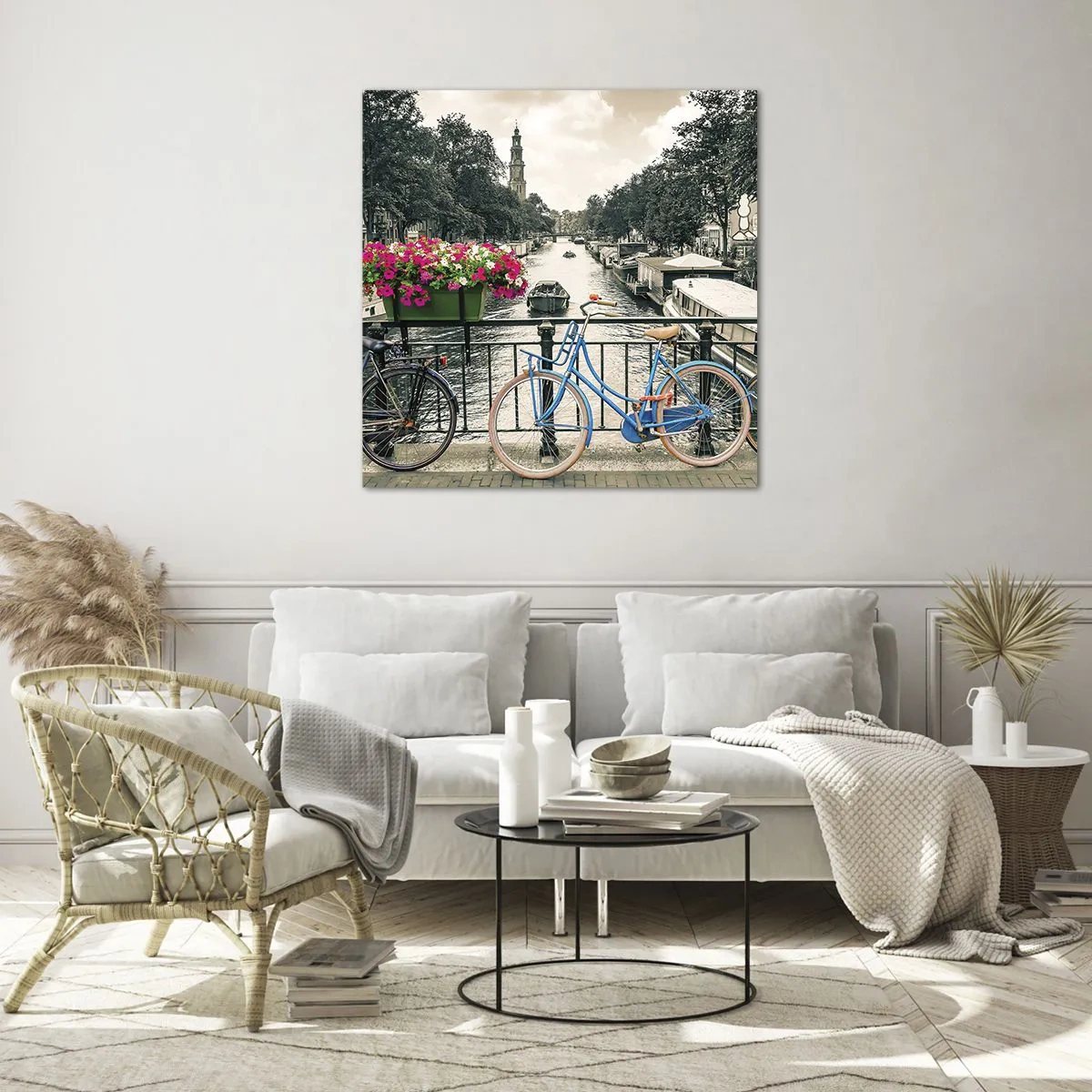 Glass picture - Colour of a Street in Amsterdam - 60x60 cm