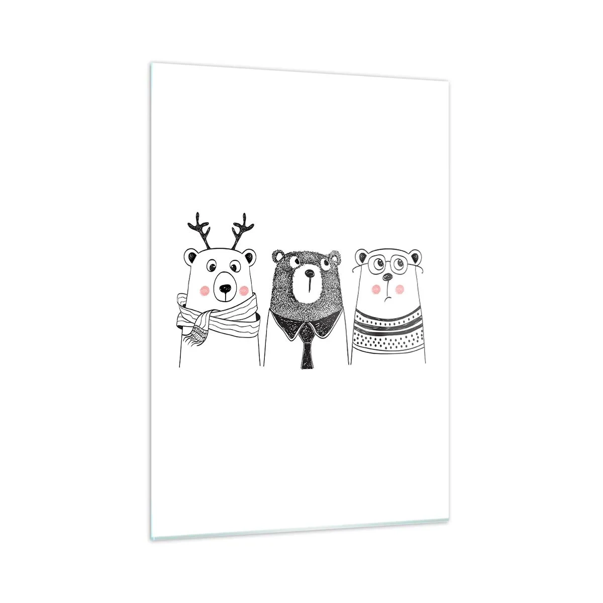 Glass picture - One Teddy, Two Teddies, Three Teddies - 50x70 cm