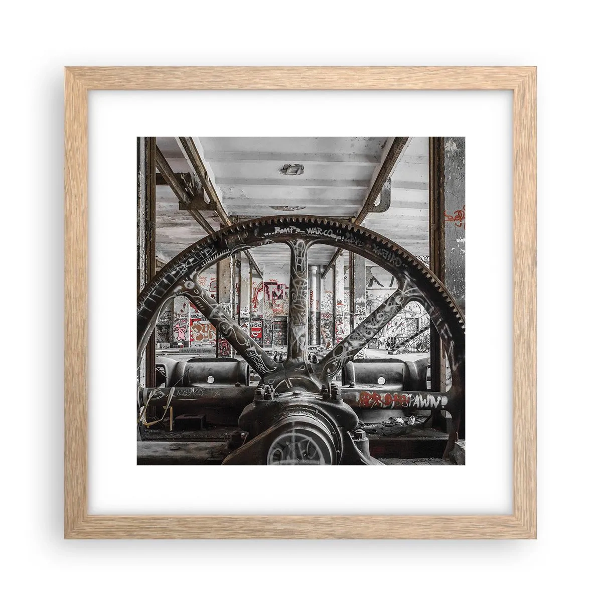 Poster in light oak frame - Secret Life of a Factory - 30x30 cm