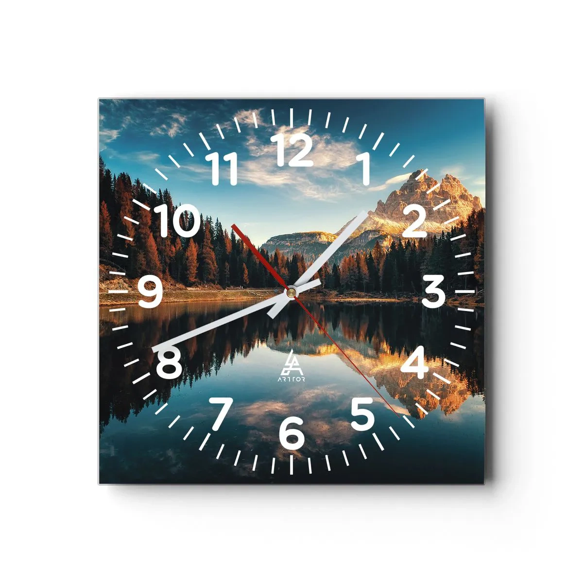 Wall clock - Clock on glass - Double Landscape - 30x30 cm