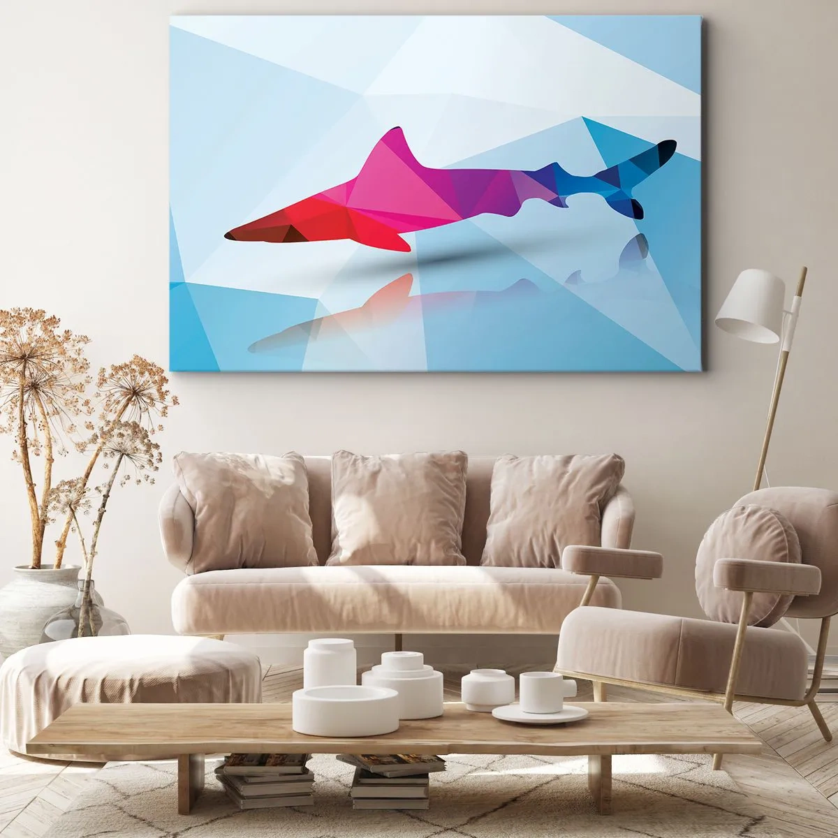 Canvas picture - Shark in a Crystal Environment - 120x80 cm