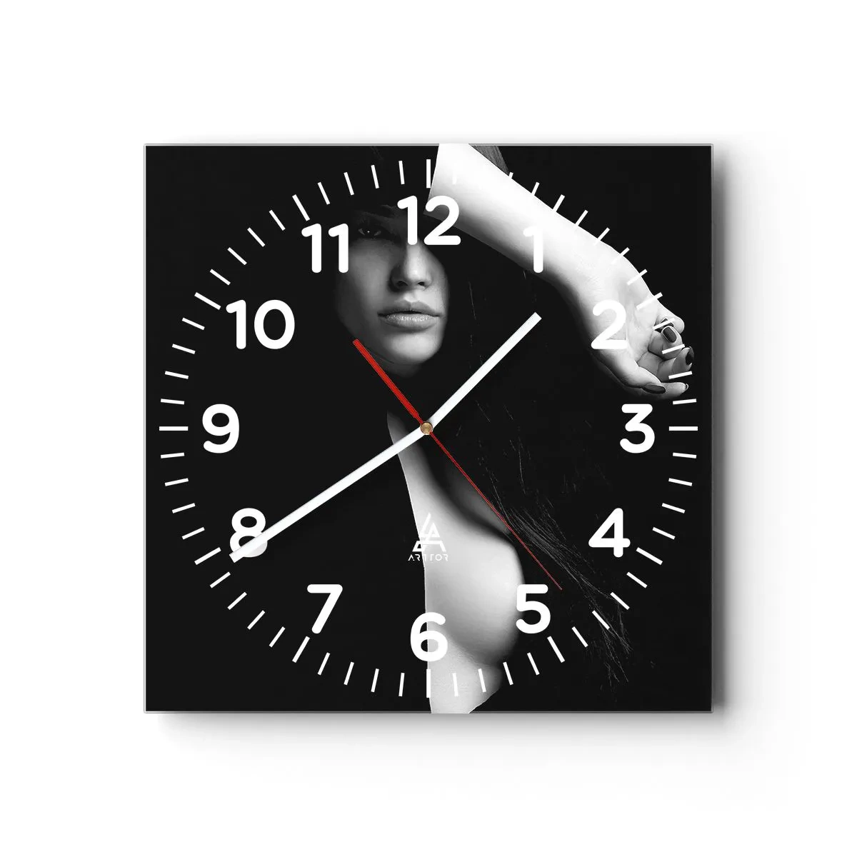 Wall clock - Clock on glass - School of Seduction - 30x30 cm
