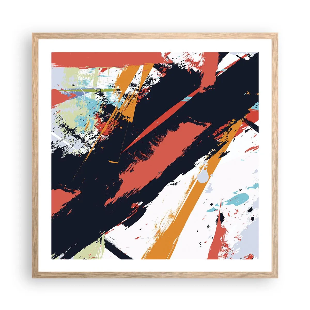 Poster in light oak frame - Dynamic Composition - 60x60 cm