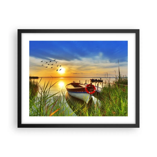 Poster in black frame - Cormorants Are Flying Away - 50x40 cm