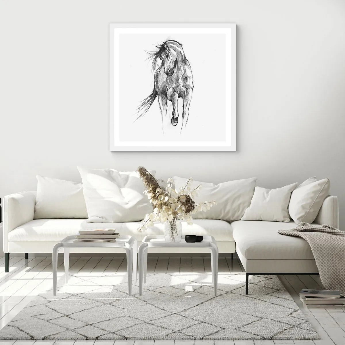 Poster in white frmae - In a Graceful Trot - 30x30 cm