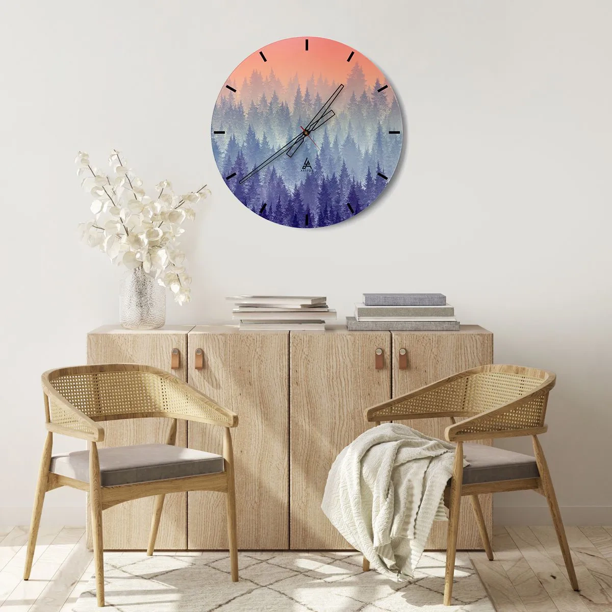 Wall clock - Clock on glass - High, Higher to the Sky - 40x40 cm