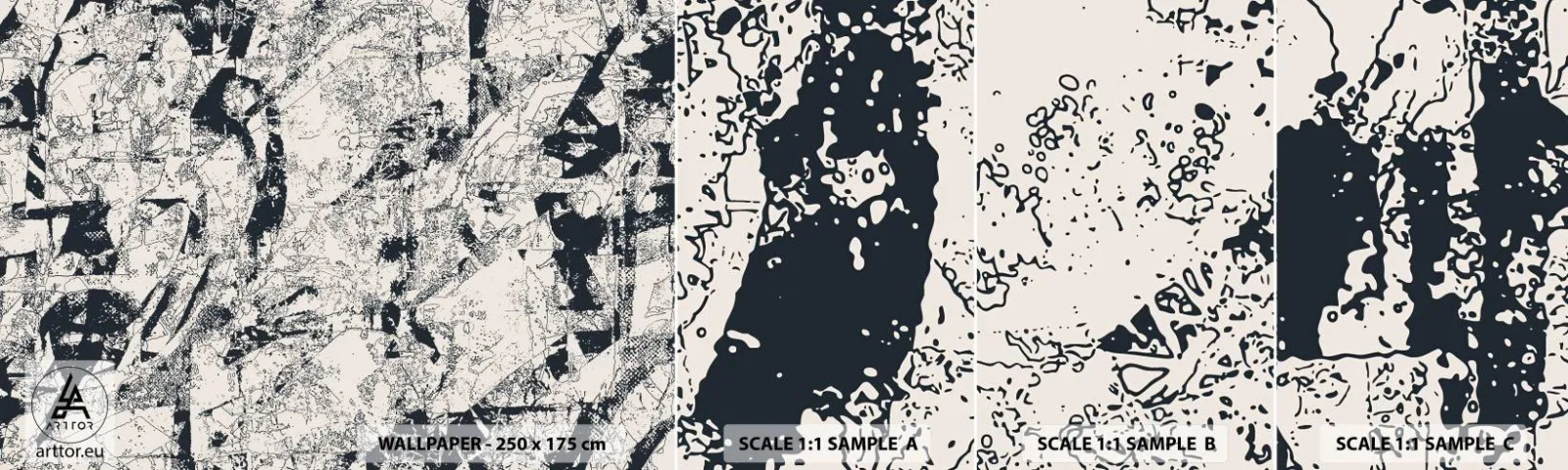 Photo Wallpaper Sample Standard Eco - Infilitration of Opposites - Abstraction, Piece, Collage - 100x30 cm