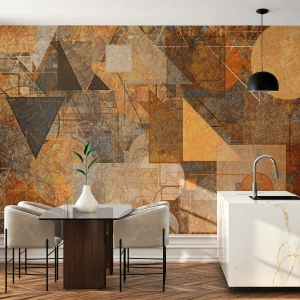 Custom Self-Adhesive Wallpaper Deluxe Sticker - Cubist Study in Brown - Abstraction, Piece, Modern Art