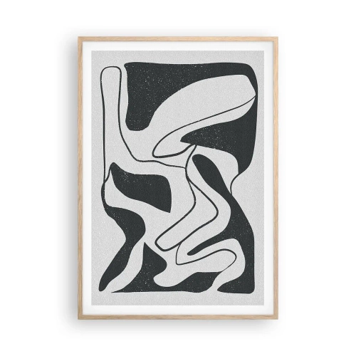Poster in light oak frame - Abstract Fun in a Maze - 70x100 cm