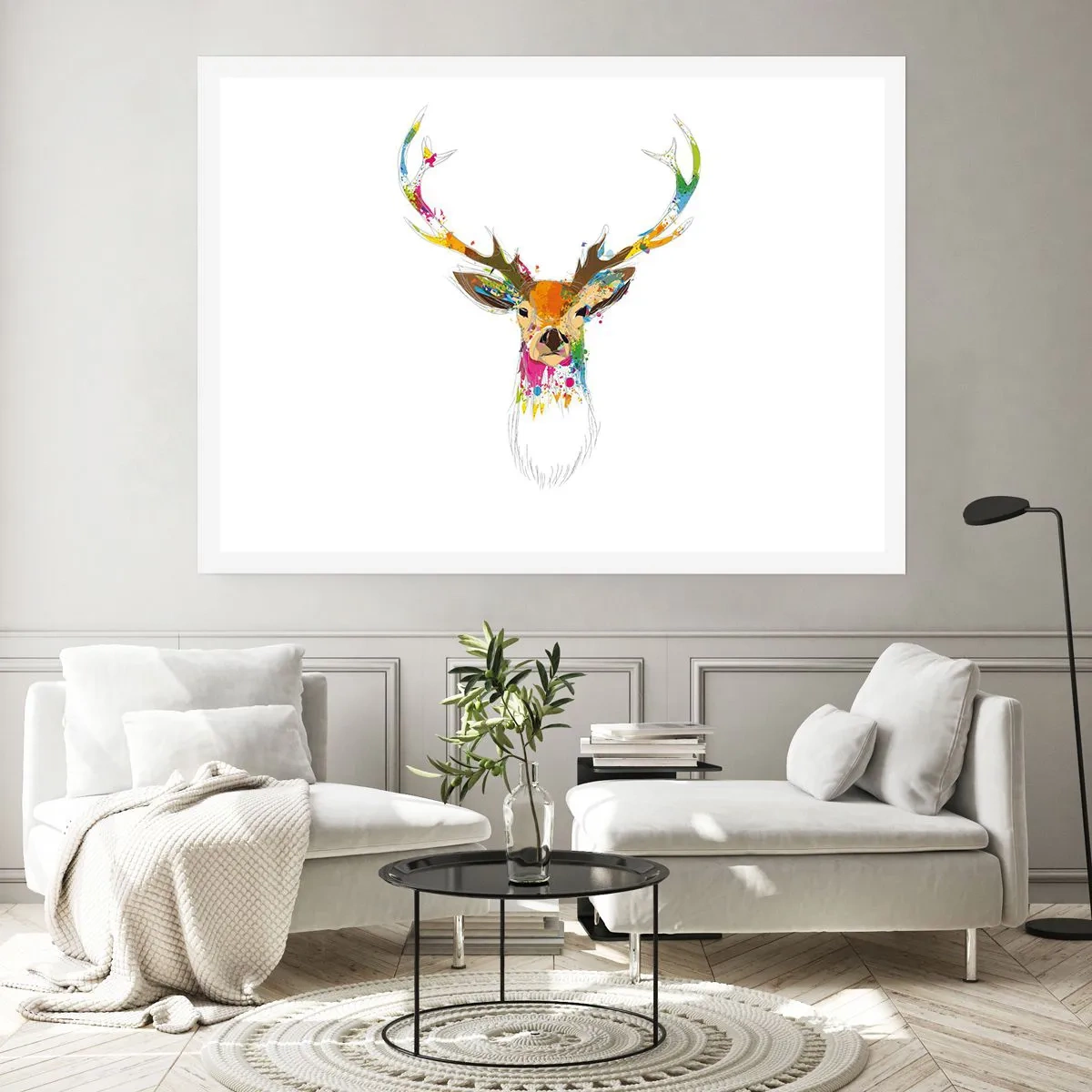 Poster - Deer Bathed in Colour - 50x40 cm