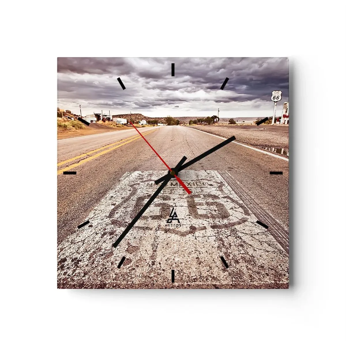 Wall clock - Clock on glass - Mother Road - American Legend - 30x30 cm