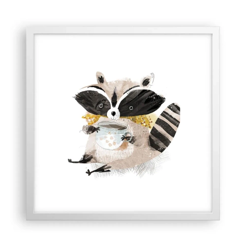Poster in white frmae - My Friend Raccoon - 40x40 cm
