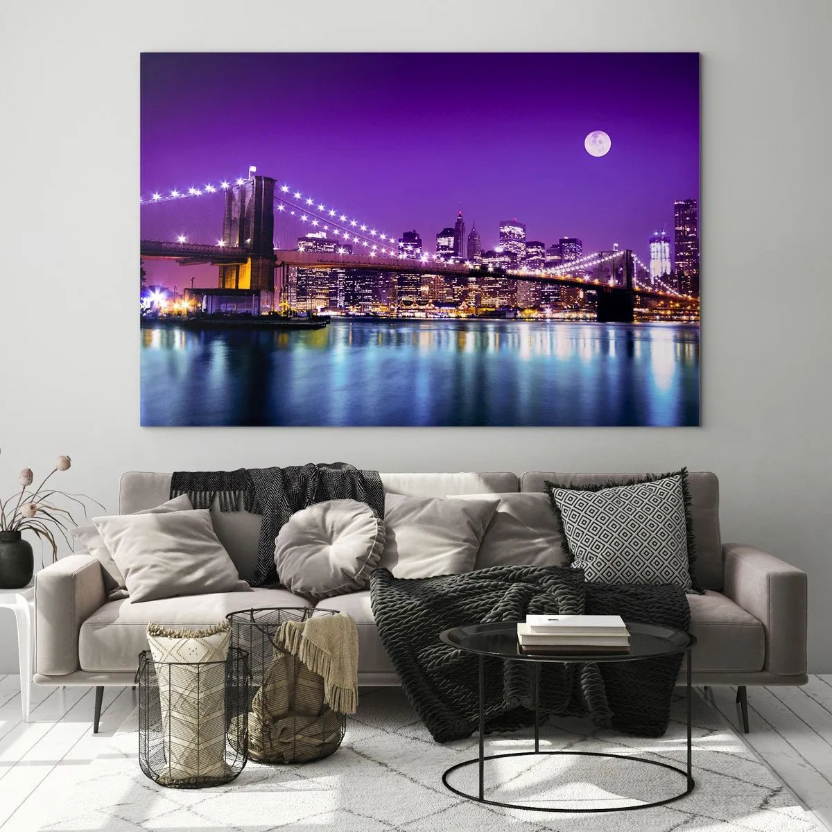 Glass picture - Big City Lights in Violet - 120x80 cm