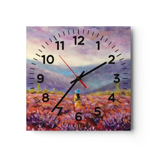 Wall clock - Clock on glass - In Lavendar World - 40x40 cm