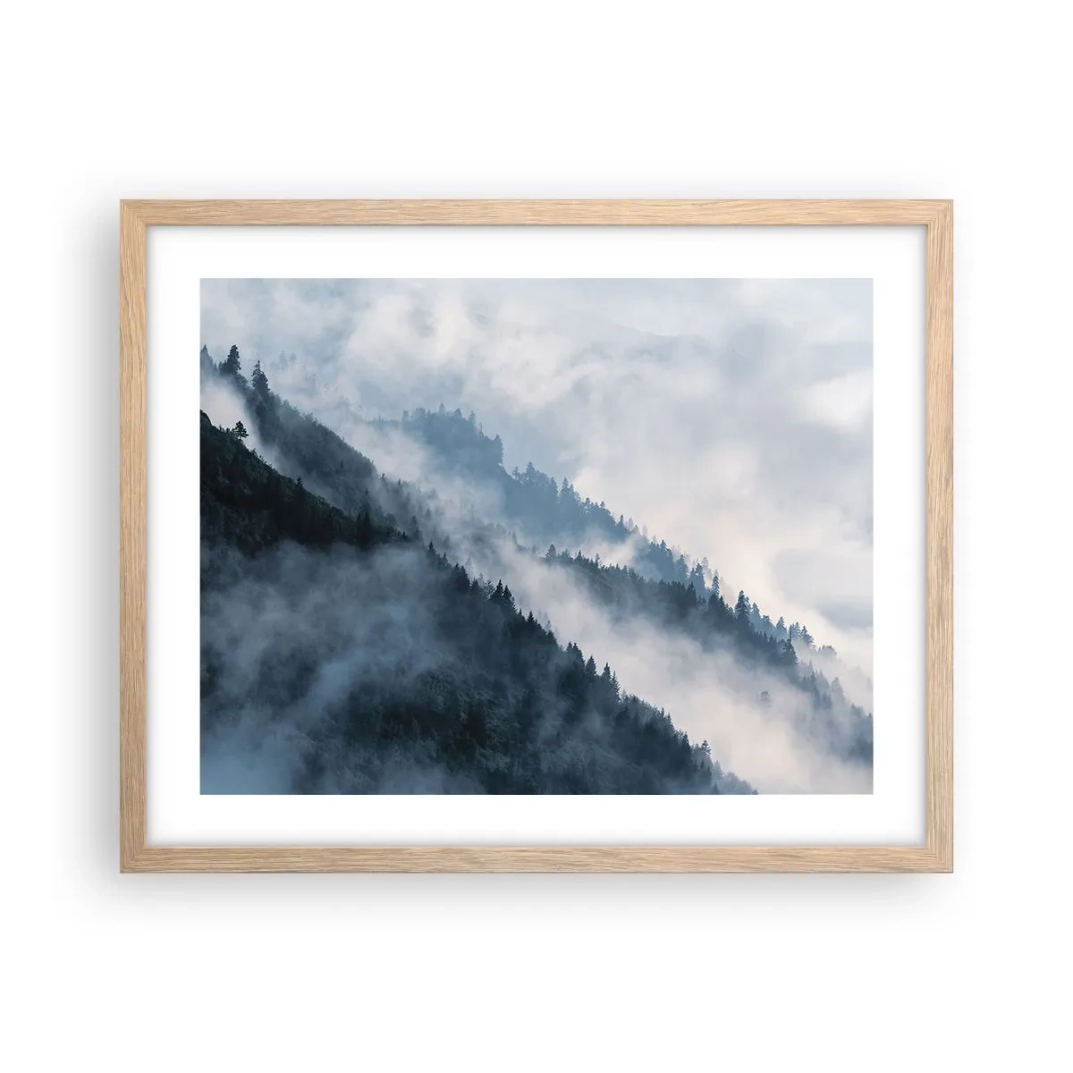 Poster in light oak frame - Mysticism of the Mountains - 50x40 cm