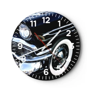 Wall clock - Clock on glass - Classics in Silver, Black and White - 30x30 cm