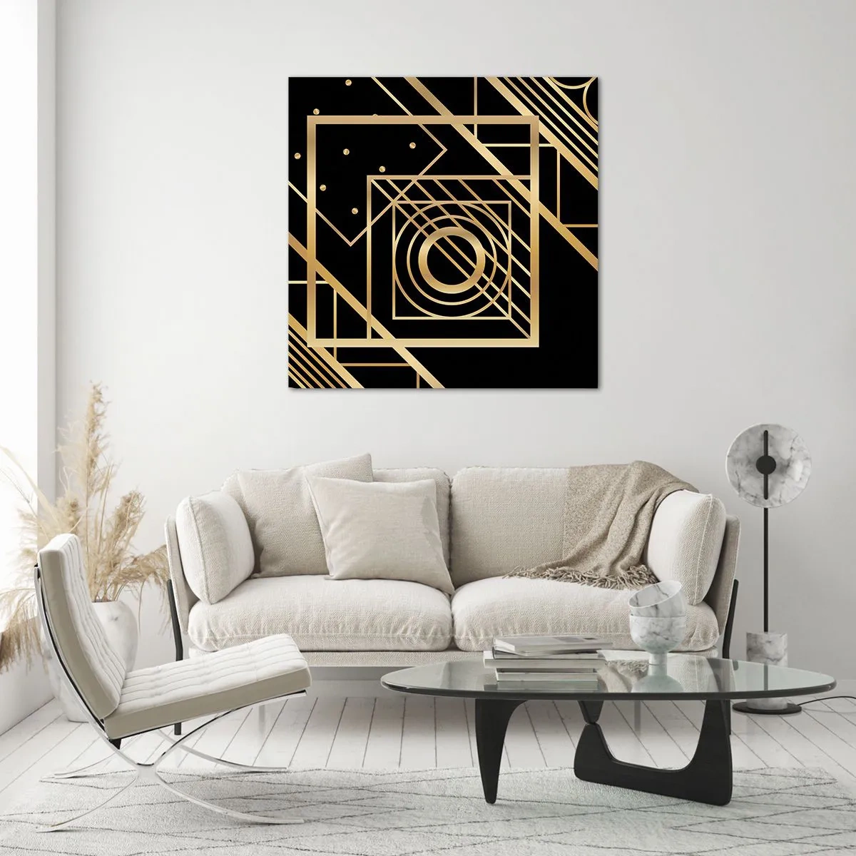 Glass picture - Golden Geometry - 70x70 cm