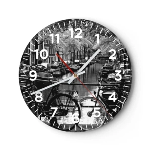 Wall clock - Clock on glass - A Very Dutch View - 30x30 cm