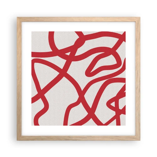 Poster in light oak frame - Red on White - 40x40 cm