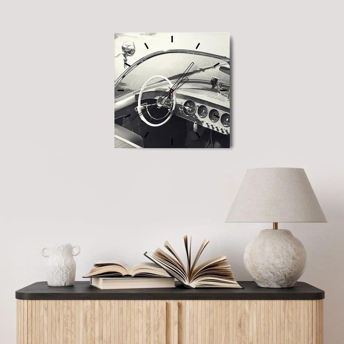 Wall clock - Clock on glass - Weather for the Rich - 40x40 cm