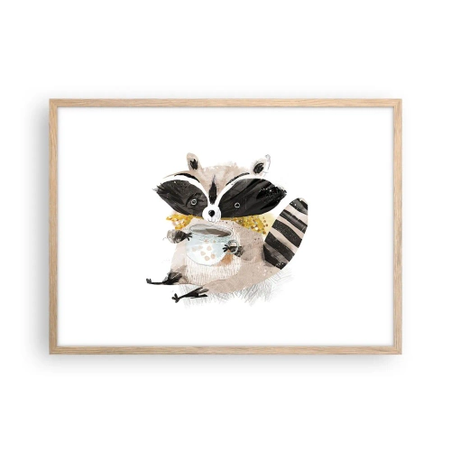 Poster in light oak frame - My Friend Raccoon - 70x50 cm