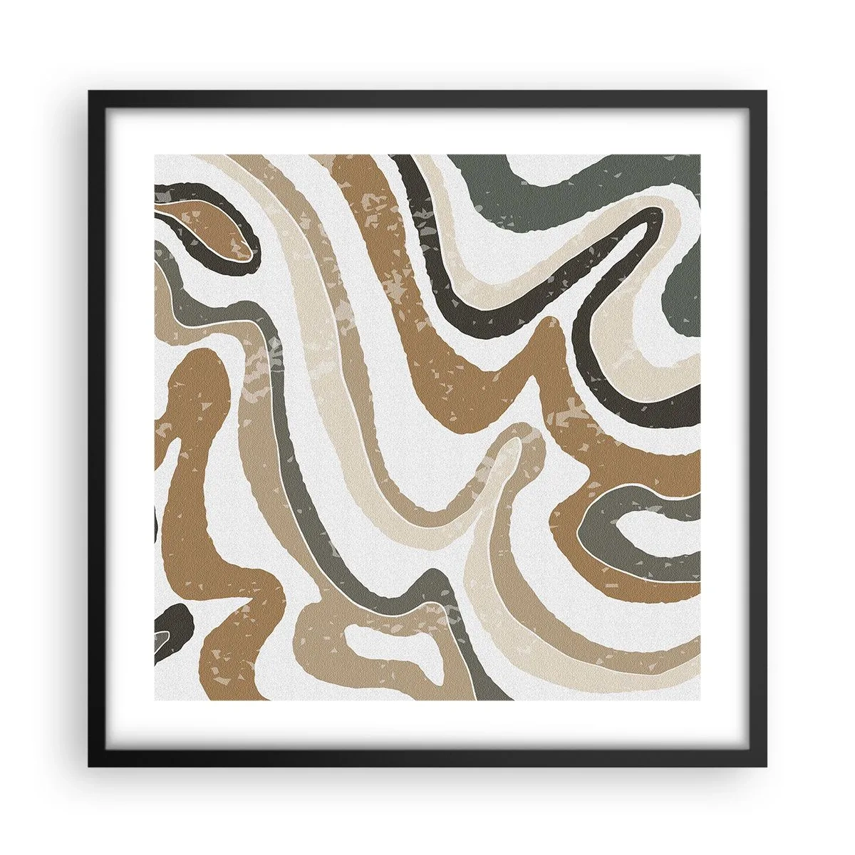 Poster in black frame - Meanders of Earth Colours - 50x50 cm