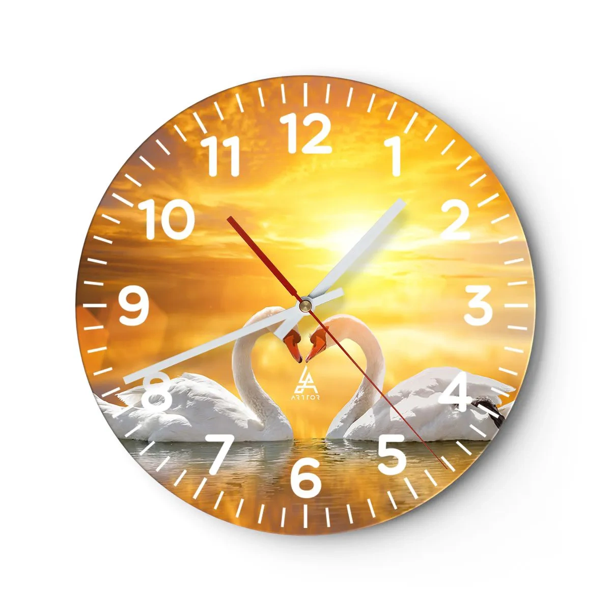 Wall clock - Clock on glass - Heart Is the Most Beautiful Word in the World - 40x40 cm