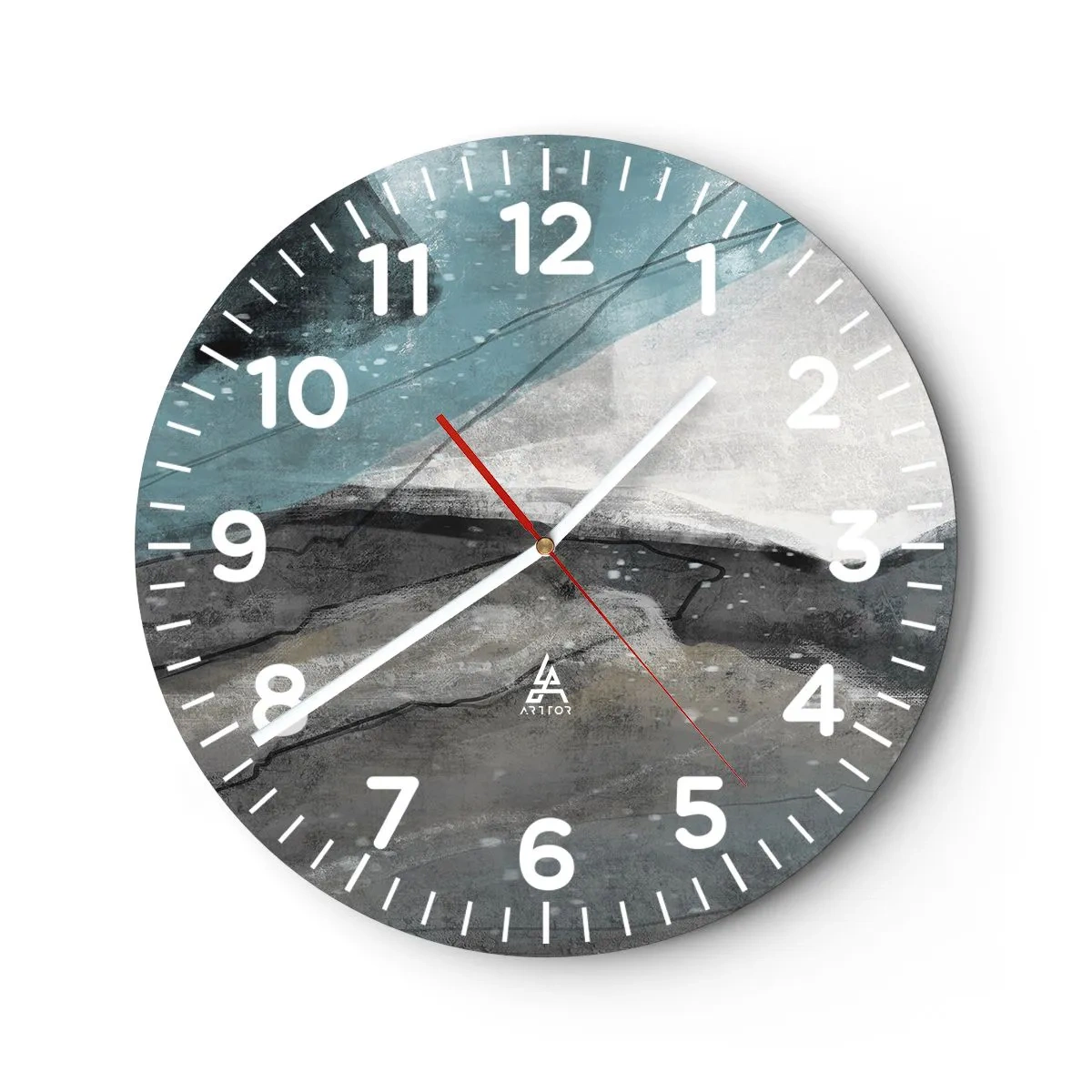 Wall clock - Clock on glass - Abstract: Rocks and Ice - 30x30 cm