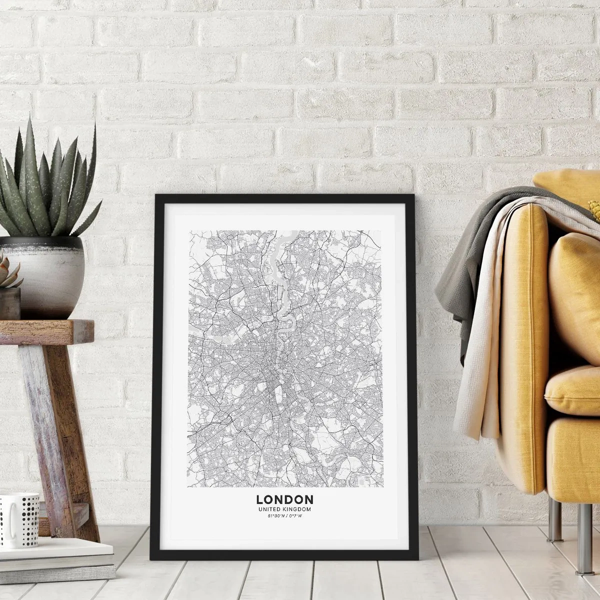 Poster in black frame - Map of London Maze - 70x100 cm