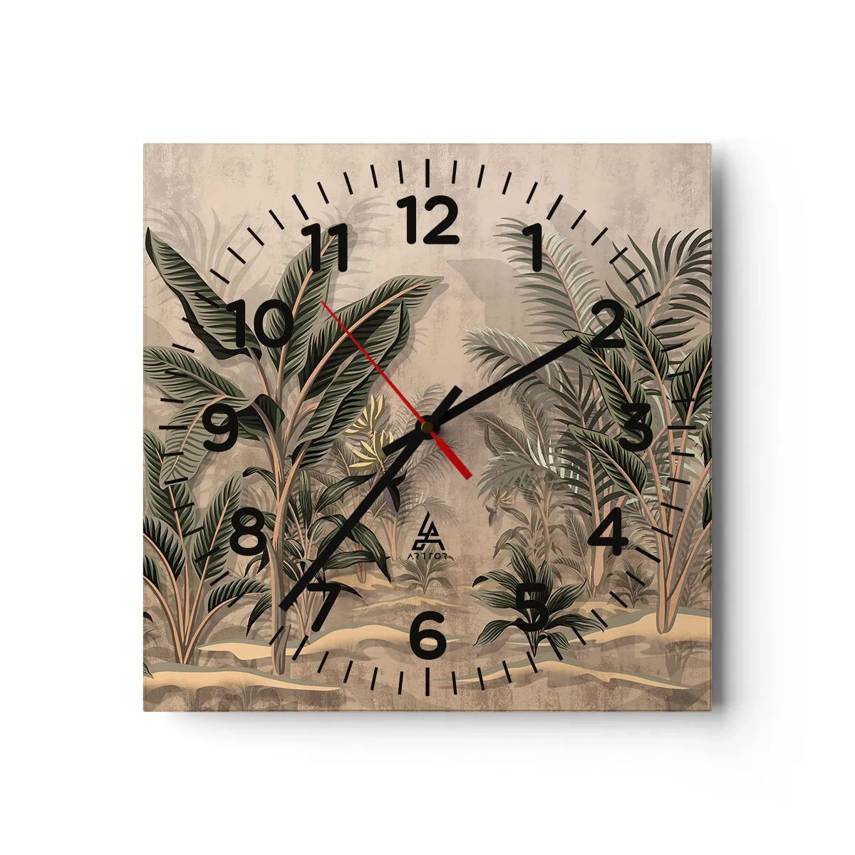 Wall clock - Clock on glass - Engraving in Colonial Style - 30x30 cm