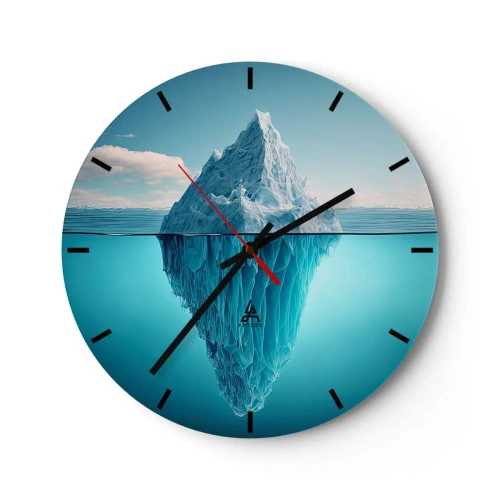 Wall clock - Clock on glass - An iceberg floating in the ocean with its underwater part visible - 30x30cm - Ice Queen - Modern wall decoration for the living room, kitchen, and bedroom ARTTOR