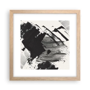 Poster in light oak frame - Abstract - Expression of Black - 30x30 cm