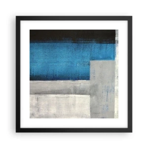 Poster in black frame - Poetic Composition of Blue and Grey - 40x40 cm