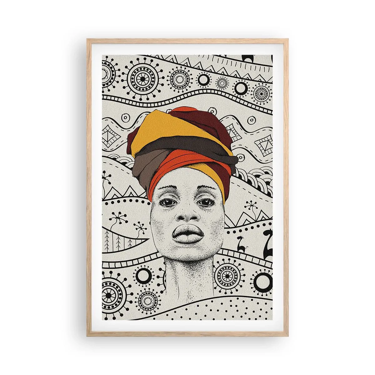 Poster in light oak frame - African Portrait - 61x91 cm