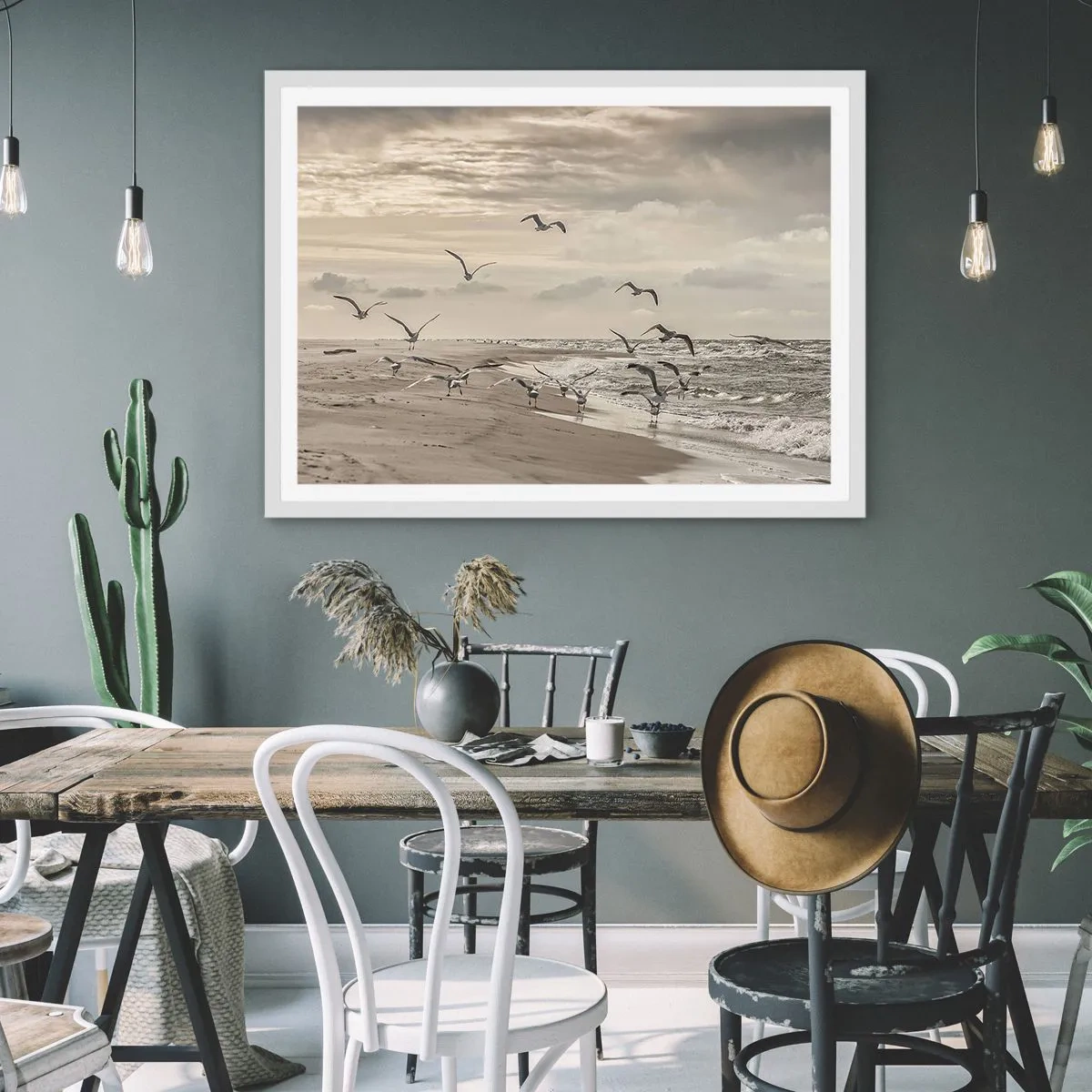 Poster in white frmae - Sound of the Sea, Singing of the Birds - 91x61 cm