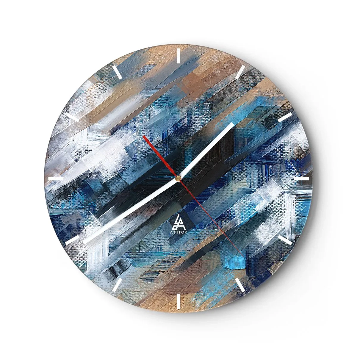 Wall clock - Clock on glass - On the Blue Slant - 40x40 cm
