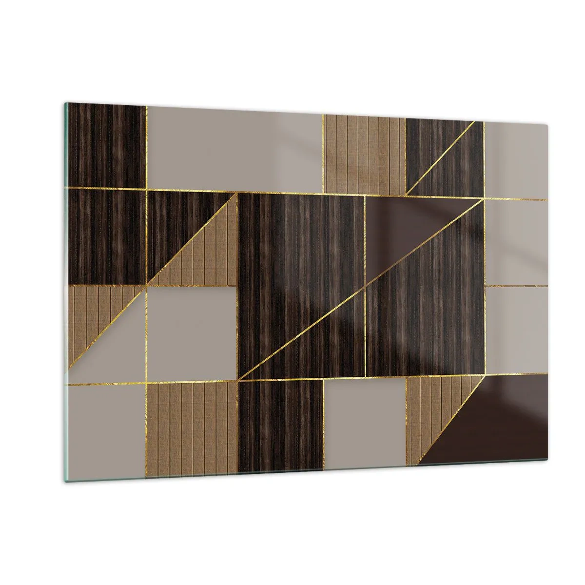 Glass picture - Mosaic of Brown and Gold - 120x80 cm