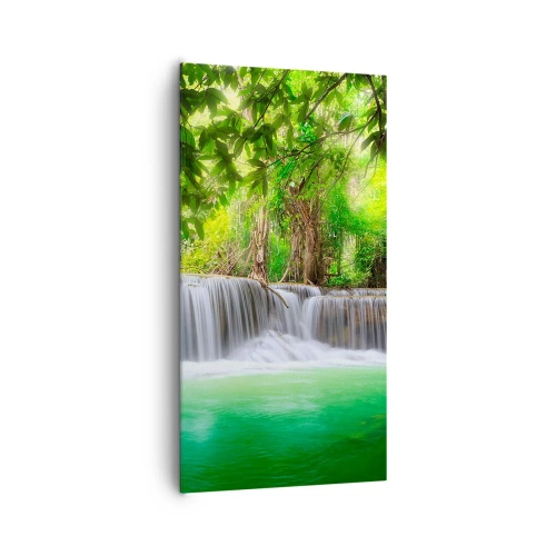 Canvas picture - Cascade in Green - 65x120 cm
