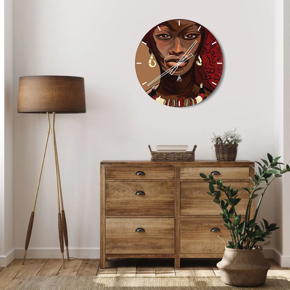 Wall clock - Clock on glass - Ebony Venus - 30x30 cm
